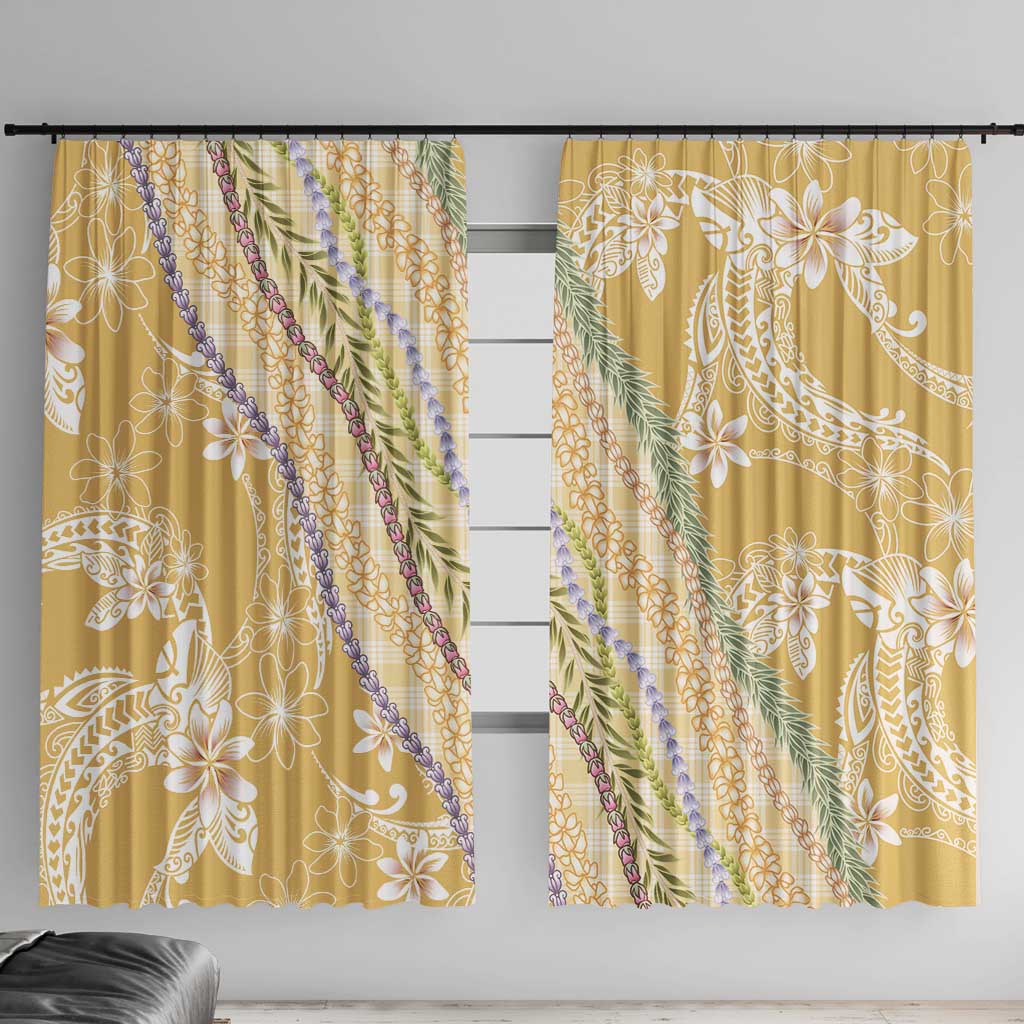Yellow Palaka Hawaii Leis Window Curtain Hawaiian-plaid Elegant Tropical Vibes LT14 With Hooks Yellow - Polynesian Pride