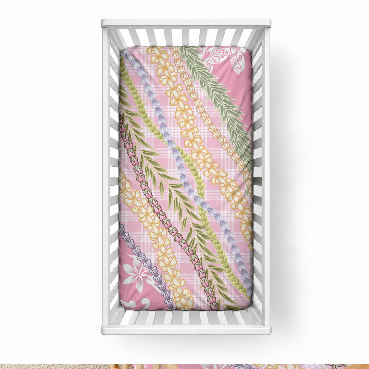 Pink Palaka Hawaii Leis Baby Bed Cover Hawaiian-plaid Elegant Tropical Vibes