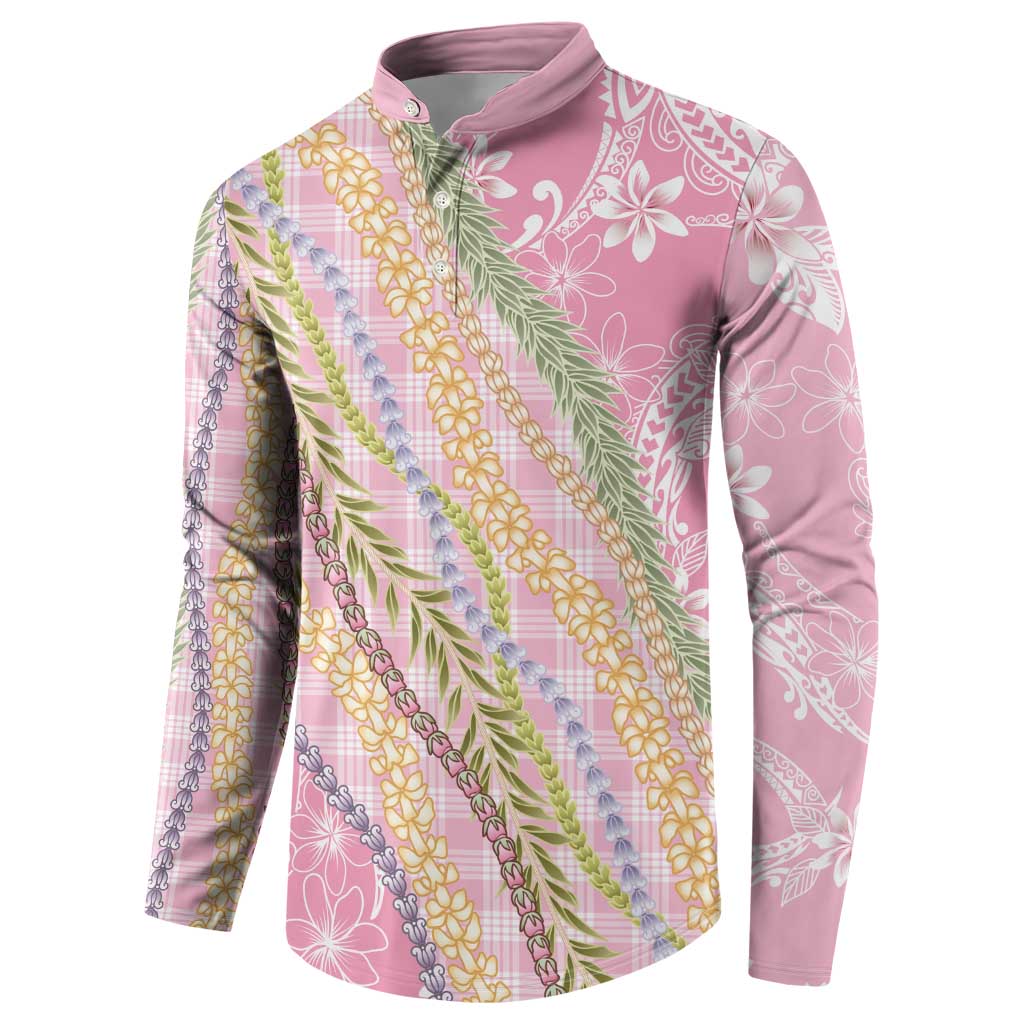 Pink Palaka Hawaii Leis Button Sweatshirt Hawaiian-plaid Elegant Tropical Vibes LT14 - Polynesian Pride