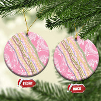 Pink Palaka Hawaii Leis Ceramic Ornament Hawaiian-plaid Elegant Tropical Vibes LT14 Circle Pink - Polynesian Pride