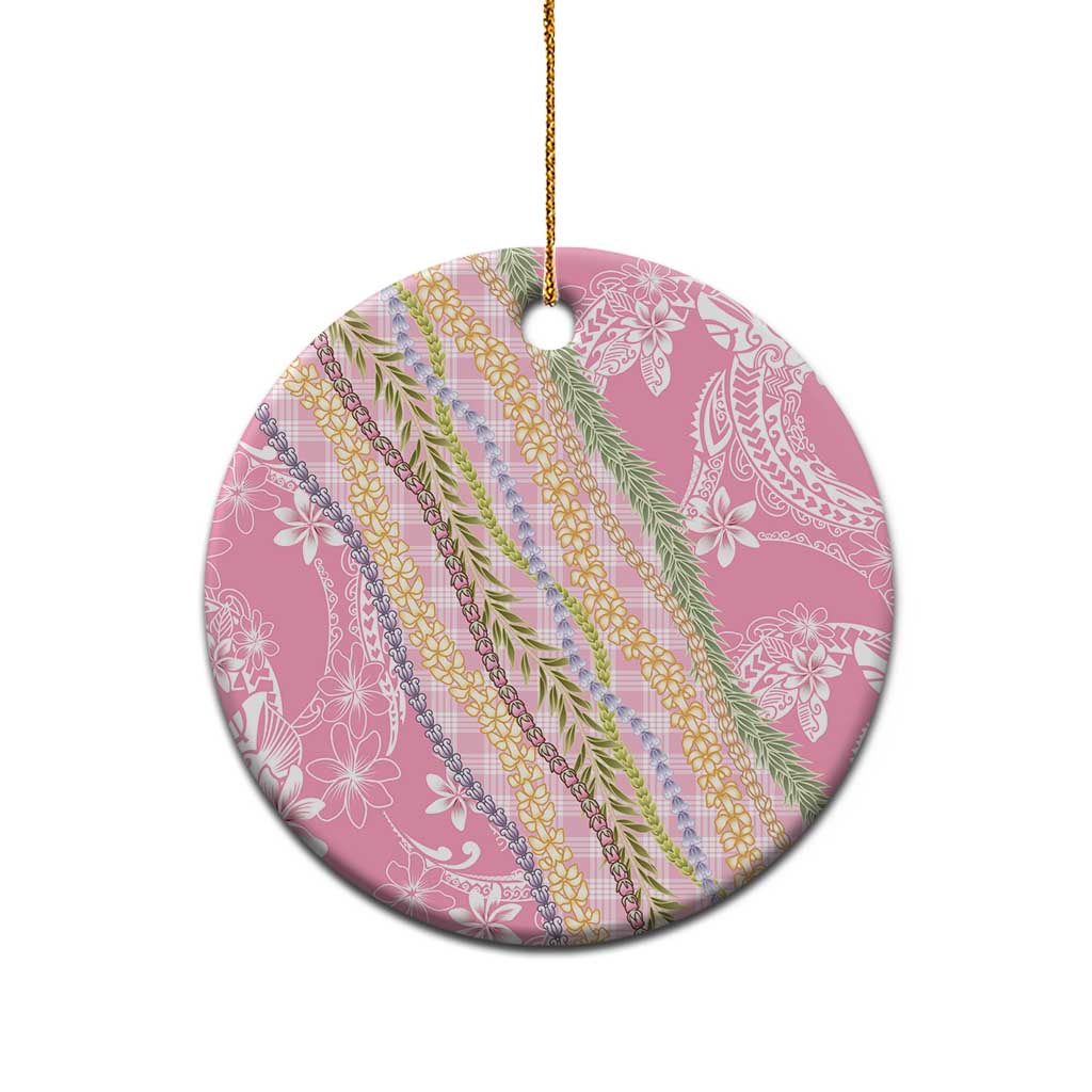 Pink Palaka Hawaii Leis Ceramic Ornament Hawaiian-plaid Elegant Tropical Vibes LT14 - Polynesian Pride