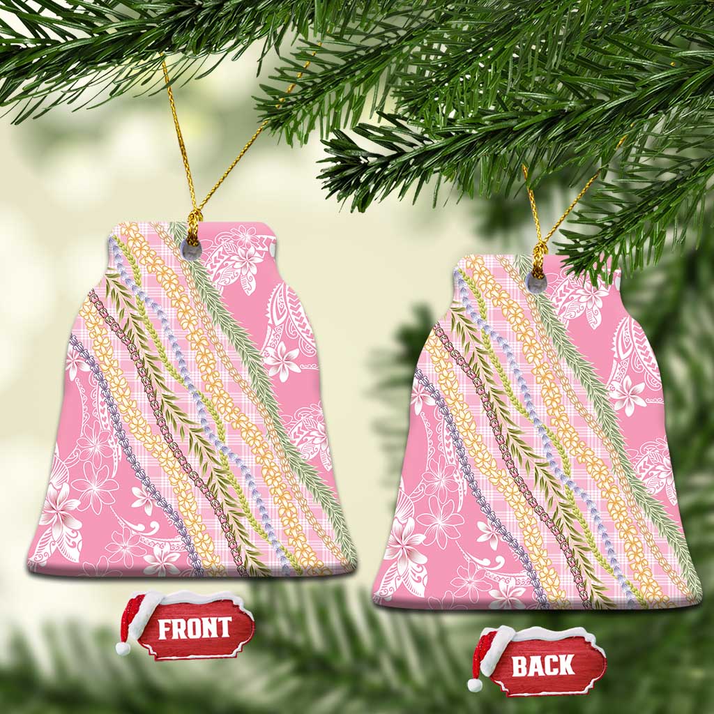 Pink Palaka Hawaii Leis Ceramic Ornament Hawaiian-plaid Elegant Tropical Vibes LT14 Bell Flake Pink - Polynesian Pride