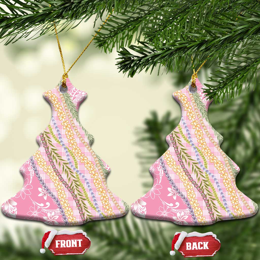Pink Palaka Hawaii Leis Ceramic Ornament Hawaiian-plaid Elegant Tropical Vibes LT14 Christmas Tree Pink - Polynesian Pride