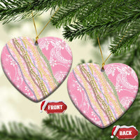 Pink Palaka Hawaii Leis Ceramic Ornament Hawaiian-plaid Elegant Tropical Vibes LT14 Heart Pink - Polynesian Pride