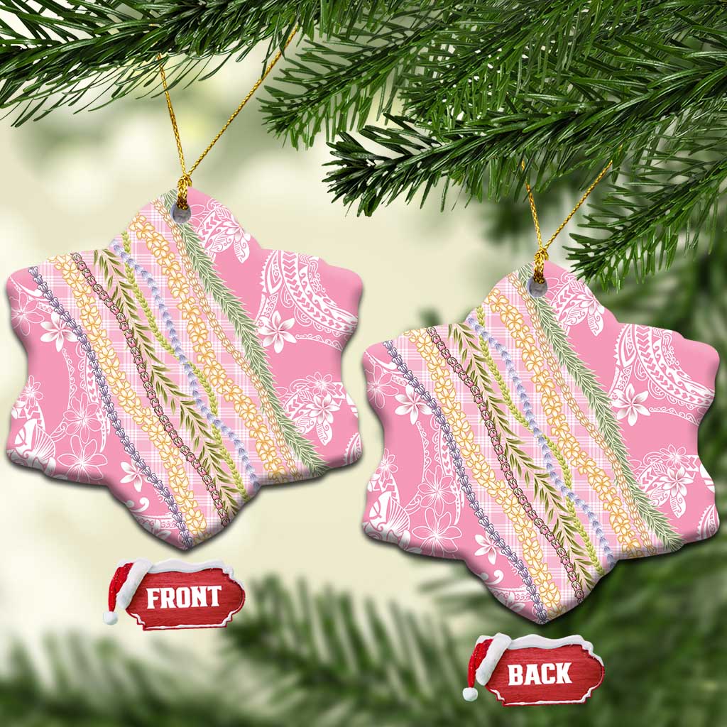 Pink Palaka Hawaii Leis Ceramic Ornament Hawaiian-plaid Elegant Tropical Vibes LT14 Snow Flake Pink - Polynesian Pride