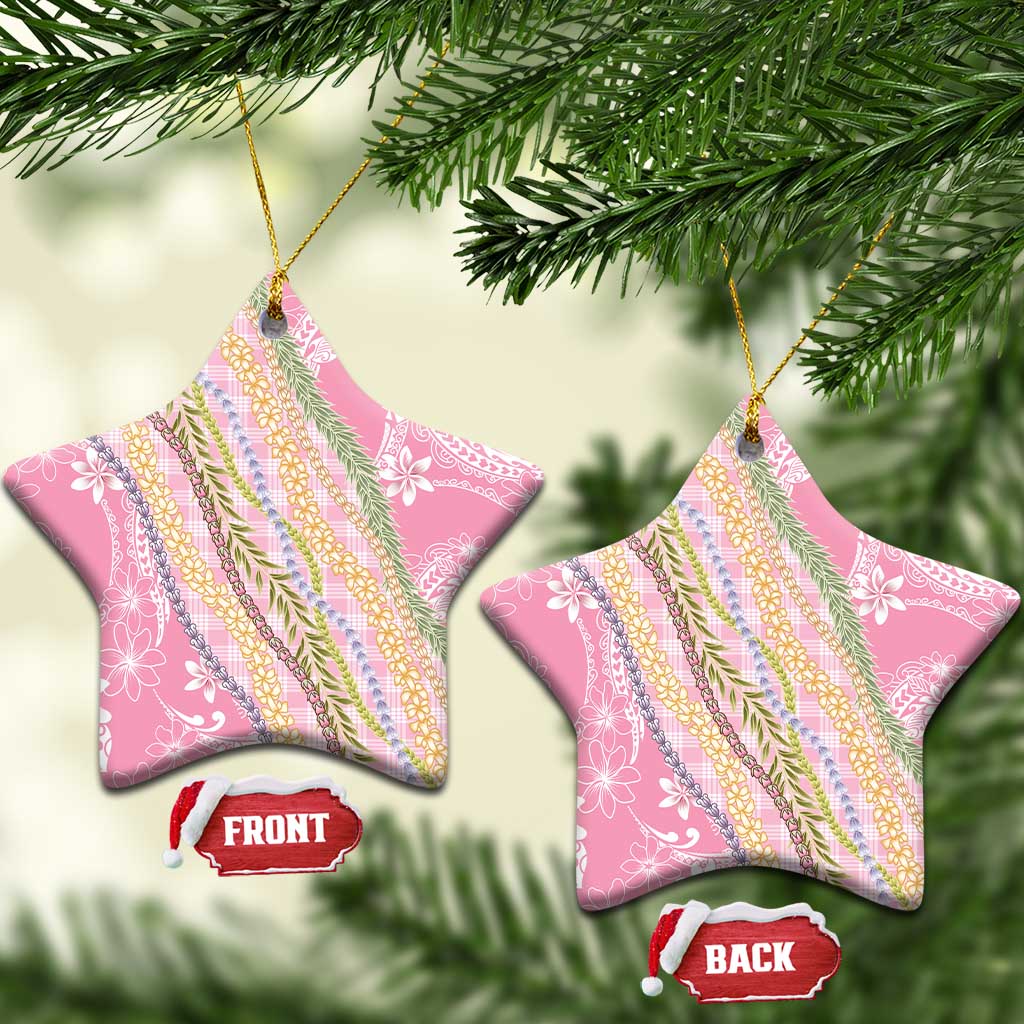 Pink Palaka Hawaii Leis Ceramic Ornament Hawaiian-plaid Elegant Tropical Vibes LT14 Star Pink - Polynesian Pride