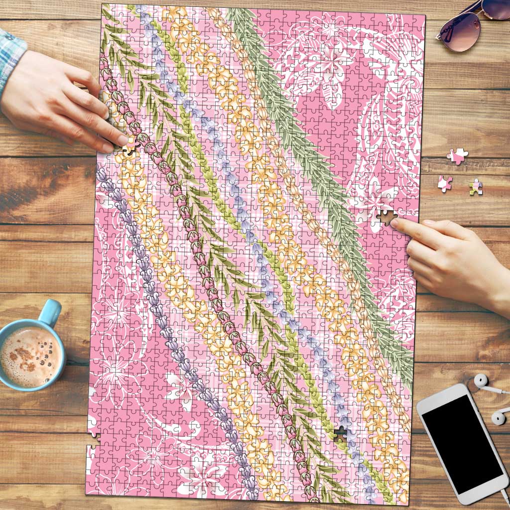 Pink Palaka Hawaii Leis Puzzle Hawaiian-plaid Elegant Tropical Vibes LT14 Pink - Polynesian Pride