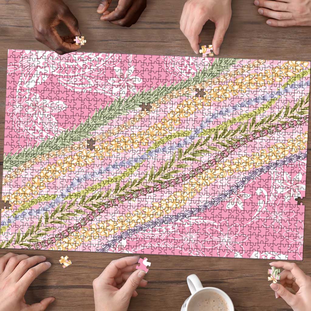 Pink Palaka Hawaii Leis Puzzle Hawaiian-plaid Elegant Tropical Vibes LT14 - Polynesian Pride