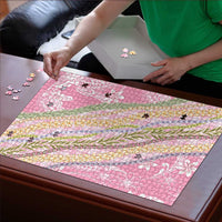 Pink Palaka Hawaii Leis Puzzle Hawaiian-plaid Elegant Tropical Vibes LT14 - Polynesian Pride