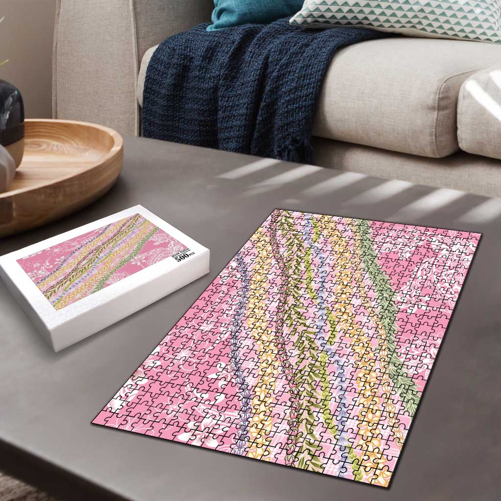 Pink Palaka Hawaii Leis Puzzle Hawaiian-plaid Elegant Tropical Vibes LT14 - Polynesian Pride