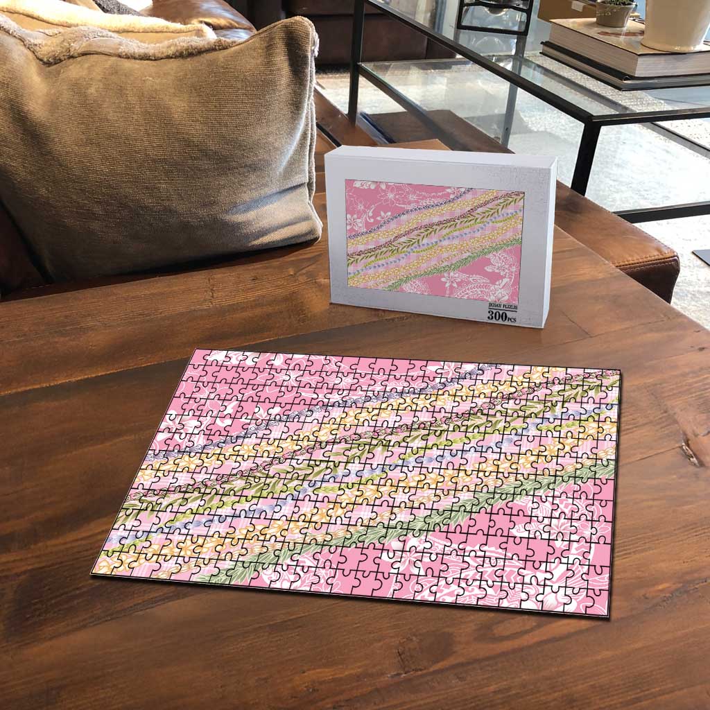 Pink Palaka Hawaii Leis Puzzle Hawaiian-plaid Elegant Tropical Vibes LT14 - Polynesian Pride