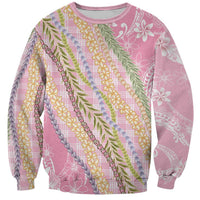 Pink Palaka Hawaii Leis Sweatshirt Hawaiian-plaid Elegant Tropical Vibes LT14 Unisex Pink - Polynesian Pride