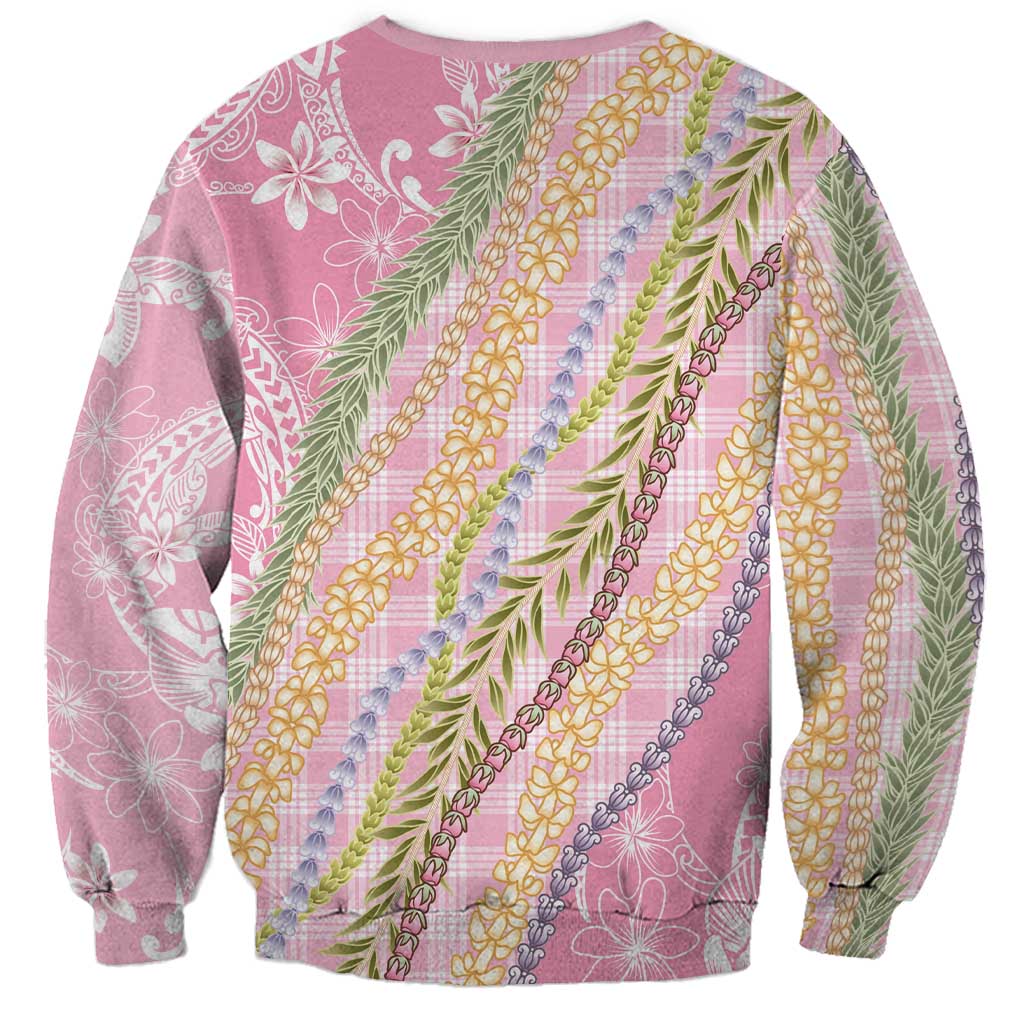 Pink Palaka Hawaii Leis Sweatshirt Hawaiian-plaid Elegant Tropical Vibes LT14 - Polynesian Pride