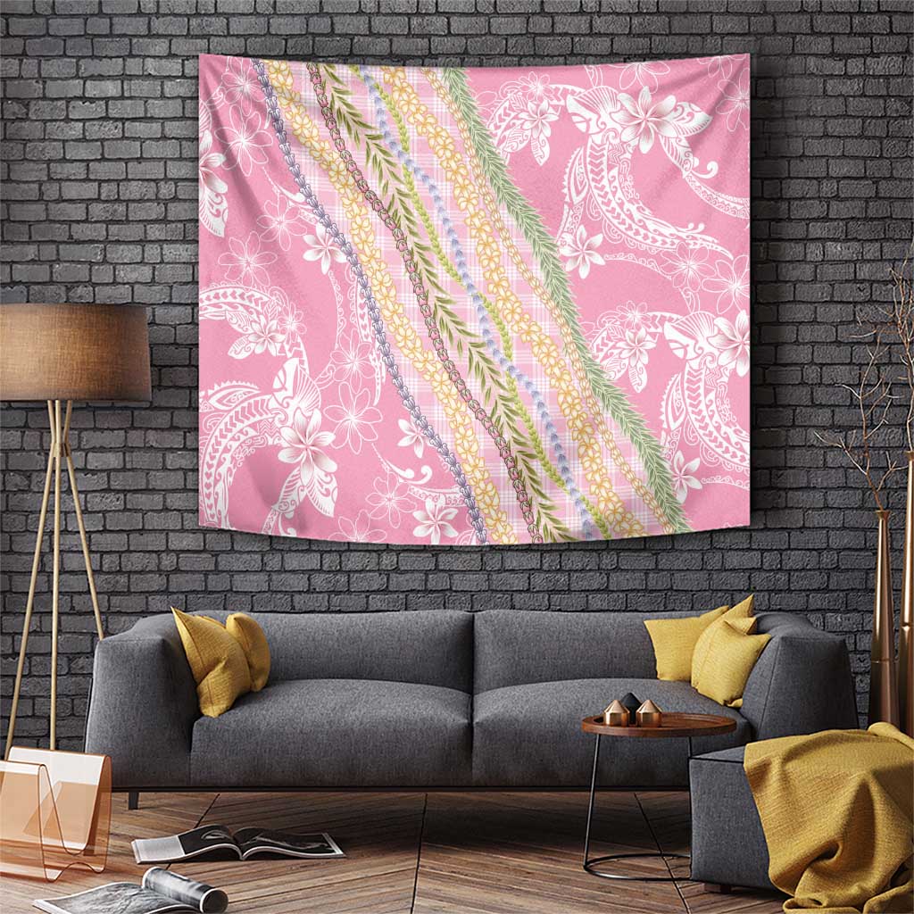 Pink Palaka Hawaii Leis Tapestry Hawaiian-plaid Elegant Tropical Vibes LT14 Pink - Polynesian Pride