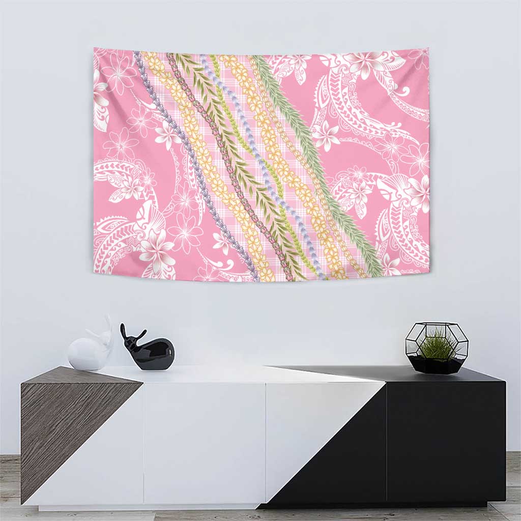 Pink Palaka Hawaii Leis Tapestry Hawaiian-plaid Elegant Tropical Vibes LT14 - Polynesian Pride