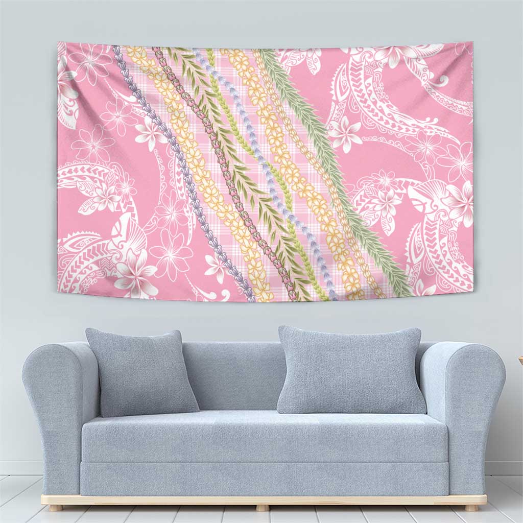 Pink Palaka Hawaii Leis Tapestry Hawaiian-plaid Elegant Tropical Vibes LT14 - Polynesian Pride