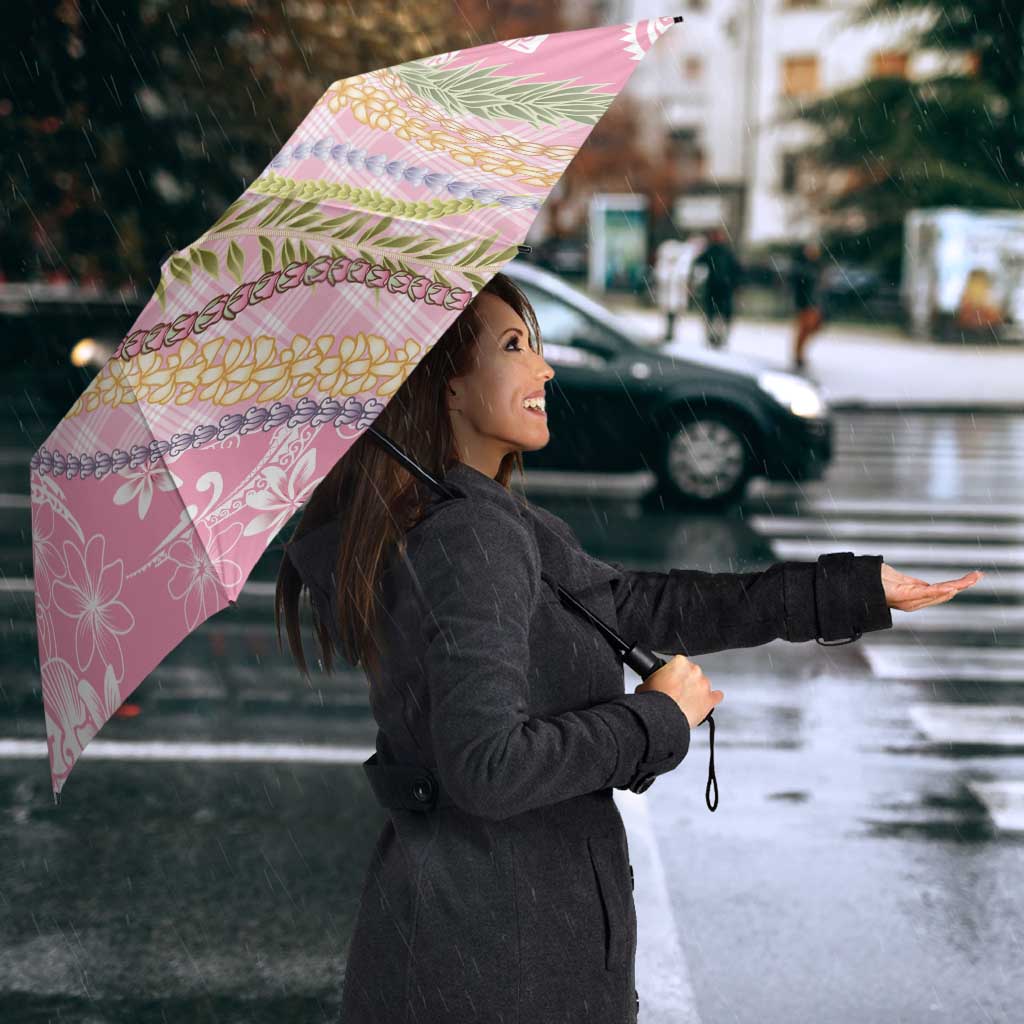 Pink Palaka Hawaii Leis Umbrella Hawaiian-plaid Elegant Tropical Vibes LT14 - Polynesian Pride