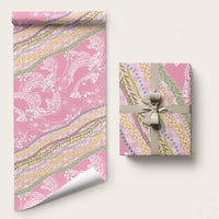 Pink Palaka Hawaii Leis Wrapping Paper Hawaiian-plaid Elegant Tropical Vibes LT14 58" × 23" Pink - Polynesian Pride