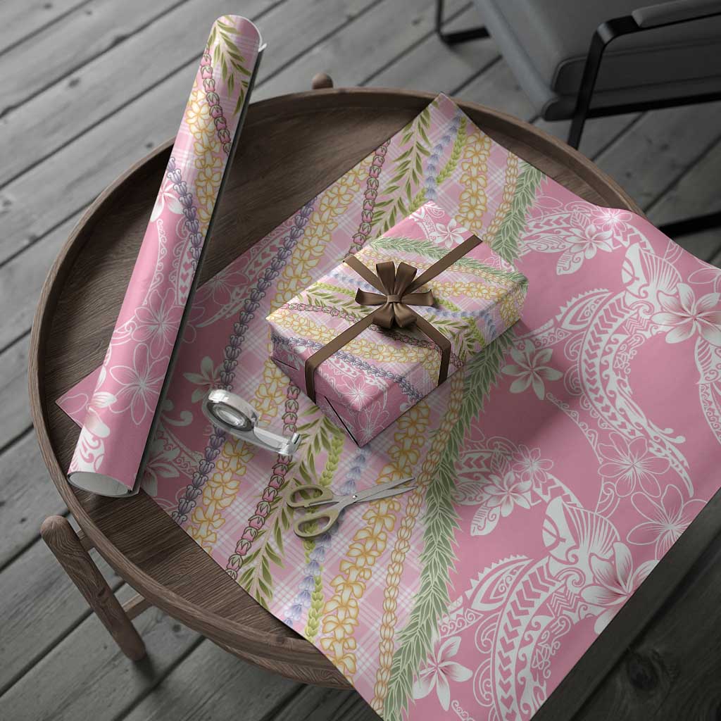 Pink Palaka Hawaii Leis Wrapping Paper Hawaiian-plaid Elegant Tropical Vibes LT14 - Polynesian Pride