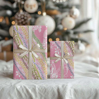 Pink Palaka Hawaii Leis Wrapping Paper Hawaiian-plaid Elegant Tropical Vibes LT14 - Polynesian Pride