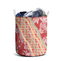 Red Palaka Hawaii Leis Laundry Basket Hawaiian-plaid Elegant Tropical Vibes LT14 - Polynesian Pride