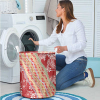 Red Palaka Hawaii Leis Laundry Basket Hawaiian-plaid Elegant Tropical Vibes LT14 - Polynesian Pride