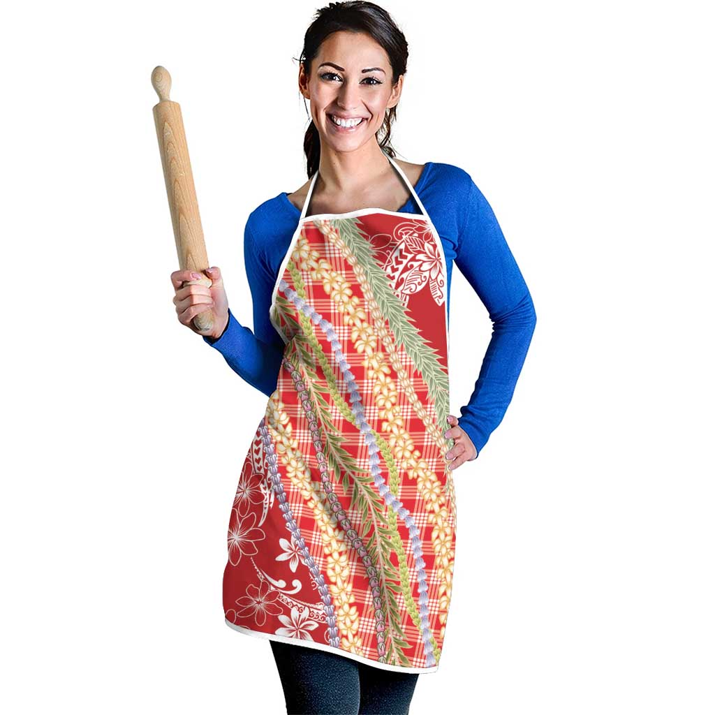 Red Palaka Hawaii Leis Apron Hawaiian-plaid Elegant Tropical Vibes LT14 - Polynesian Pride