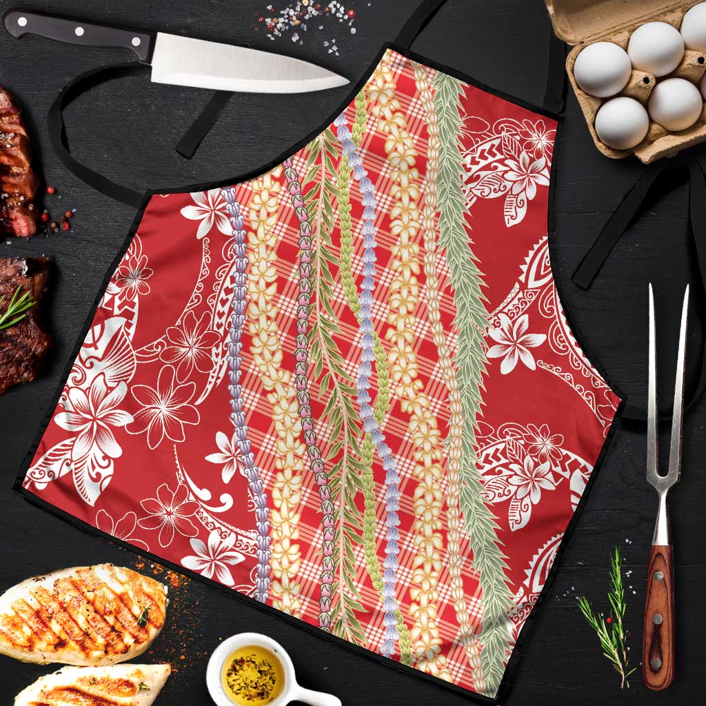 Red Palaka Hawaii Leis Apron Hawaiian-plaid Elegant Tropical Vibes LT14 Red - Polynesian Pride