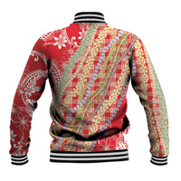 Red Palaka Hawaii Leis Baseball Jacket Hawaiian-plaid Elegant Tropical Vibes LT14 - Polynesian Pride