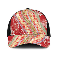 Red Palaka Hawaii Leis Baseball Net Cap Hawaiian-plaid Elegant Tropical Vibes LT14 One Size Black Red - Polynesian Pride