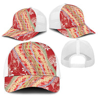 Red Palaka Hawaii Leis Baseball Net Cap Hawaiian-plaid Elegant Tropical Vibes LT14 - Polynesian Pride