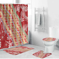 Red Palaka Hawaii Leis Bathroom Set Hawaiian-plaid Elegant Tropical Vibes LT14 Bathroom Set (4 pcs) Red - Polynesian Pride