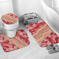 Red Palaka Hawaii Leis Bathroom Set Hawaiian-plaid Elegant Tropical Vibes LT14 Mat Set Only (3 pcs) One Size Red - Polynesian Pride