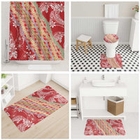 Red Palaka Hawaii Leis Bathroom Set Hawaiian-plaid Elegant Tropical Vibes LT14 - Polynesian Pride
