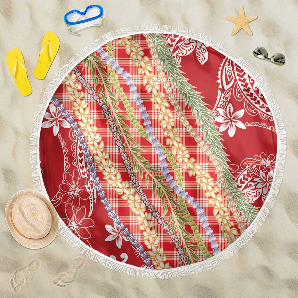 Red Palaka Hawaii Leis Beach Blanket Hawaiian-plaid Elegant Tropical Vibes LT14 One Size 150cm Red - Polynesian Pride