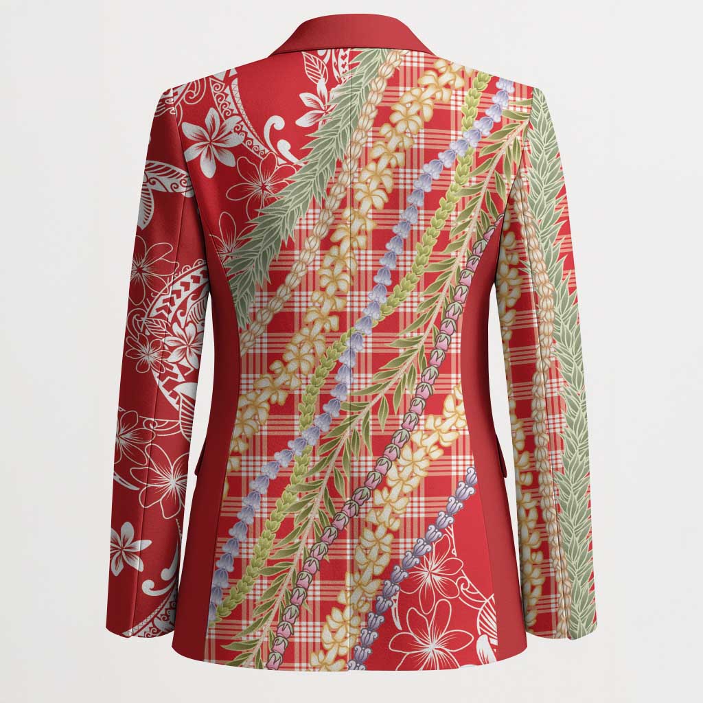 Red Palaka Hawaii Leis Blazer Hawaiian-plaid Elegant Tropical Vibes LT14 - Polynesian Pride