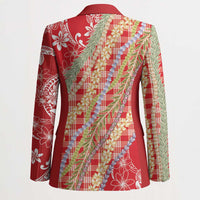Red Palaka Hawaii Leis Blazer Hawaiian-plaid Elegant Tropical Vibes LT14 - Polynesian Pride