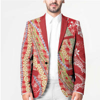 Red Palaka Hawaii Leis Blazer Hawaiian-plaid Elegant Tropical Vibes LT14 - Polynesian Pride