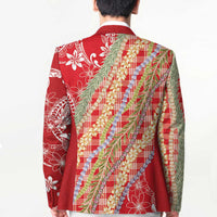 Red Palaka Hawaii Leis Blazer Hawaiian-plaid Elegant Tropical Vibes LT14 - Polynesian Pride