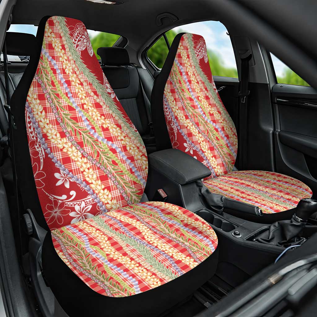 Red Palaka Hawaii Leis Car Seat Cover Hawaiian-plaid Elegant Tropical Vibes LT14 One Size Red - Polynesian Pride
