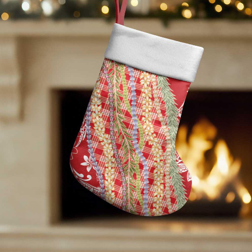 Red Palaka Hawaii Leis Christmas Stocking Hawaiian-plaid Elegant Tropical Vibes LT14 Set of 2 Red - Polynesian Pride