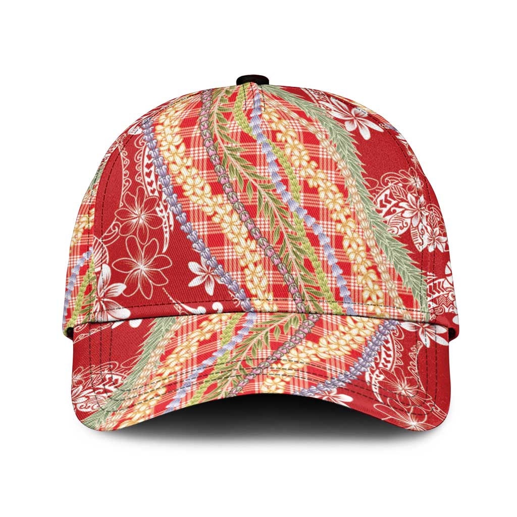 Red Palaka Hawaii Leis Classic Cap Hawaiian-plaid Elegant Tropical Vibes LT14 Universal Fit Red - Polynesian Pride