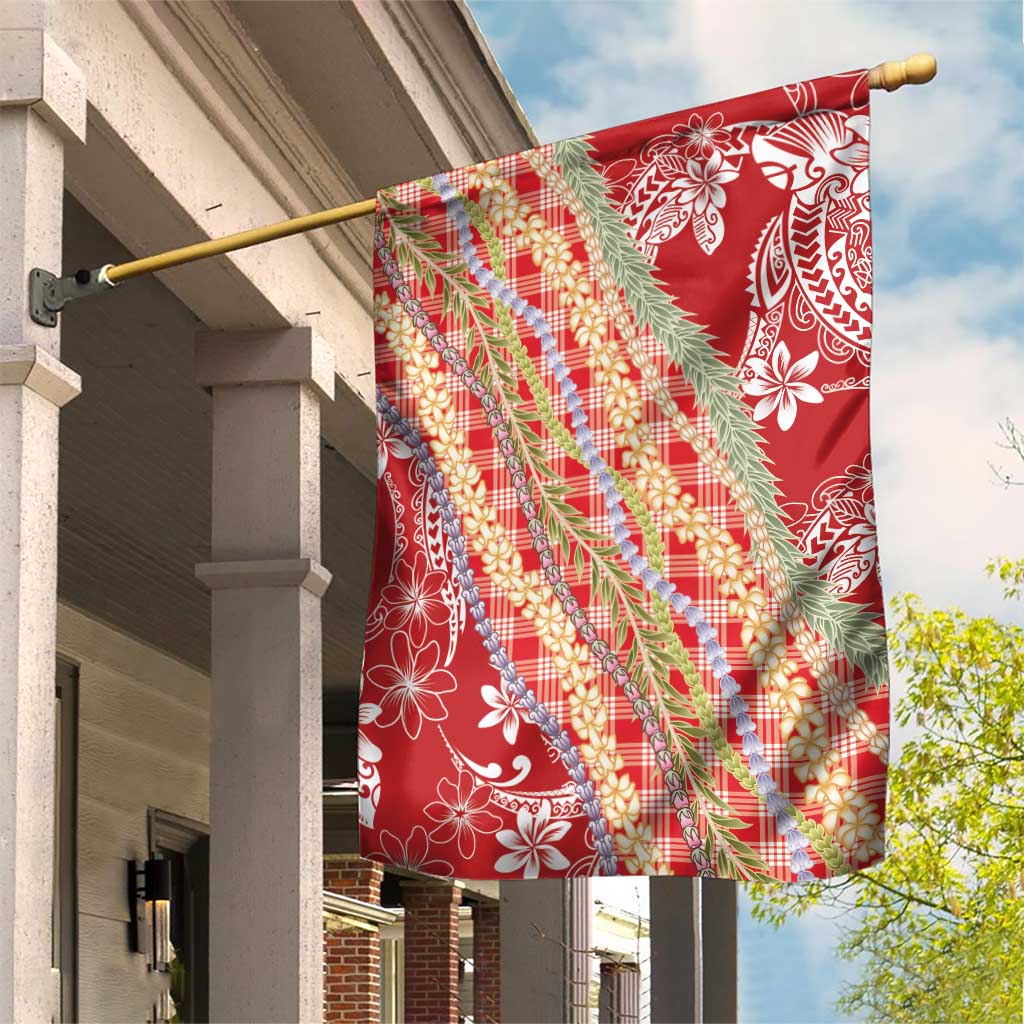 Red Palaka Hawaii Leis Garden Flag Hawaiian-plaid Elegant Tropical Vibes LT14 House Flag Red - Polynesian Pride