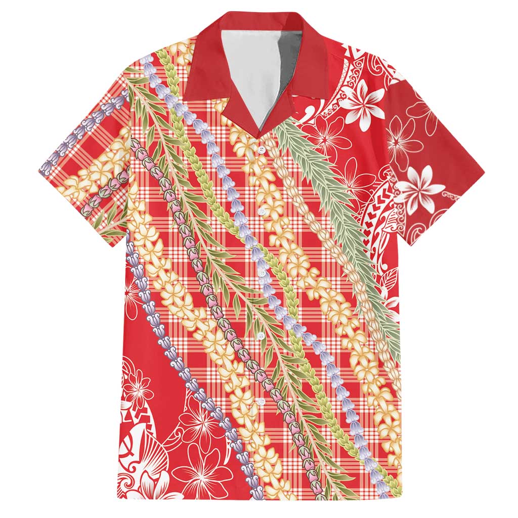 Red Palaka Hawaii Leis Hawaiian Shirt Hawaiian-plaid Elegant Tropical Vibes LT14 Red - Polynesian Pride