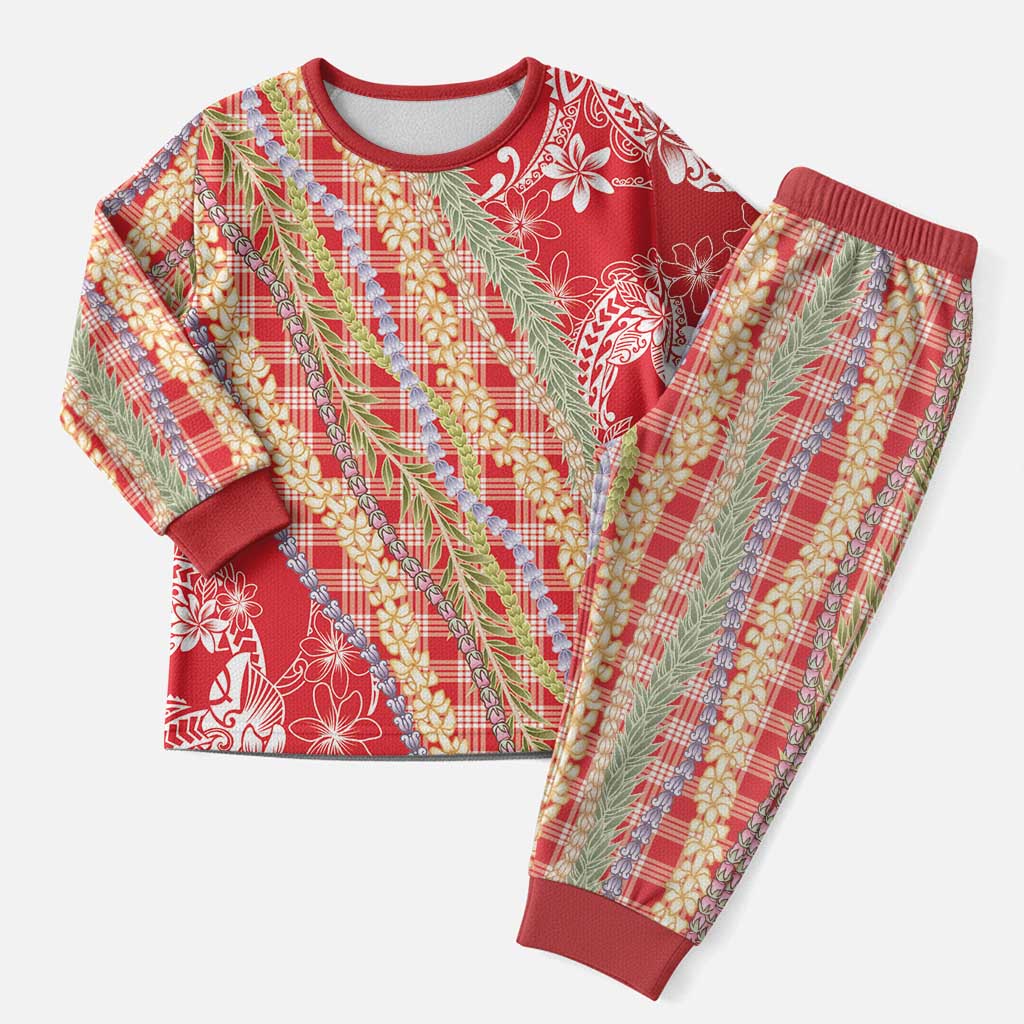 Red Palaka Hawaii Leis Christmas Pajama Set Hawaiian-plaid Elegant Tropical Vibes LT14 Men Red - Polynesian Pride