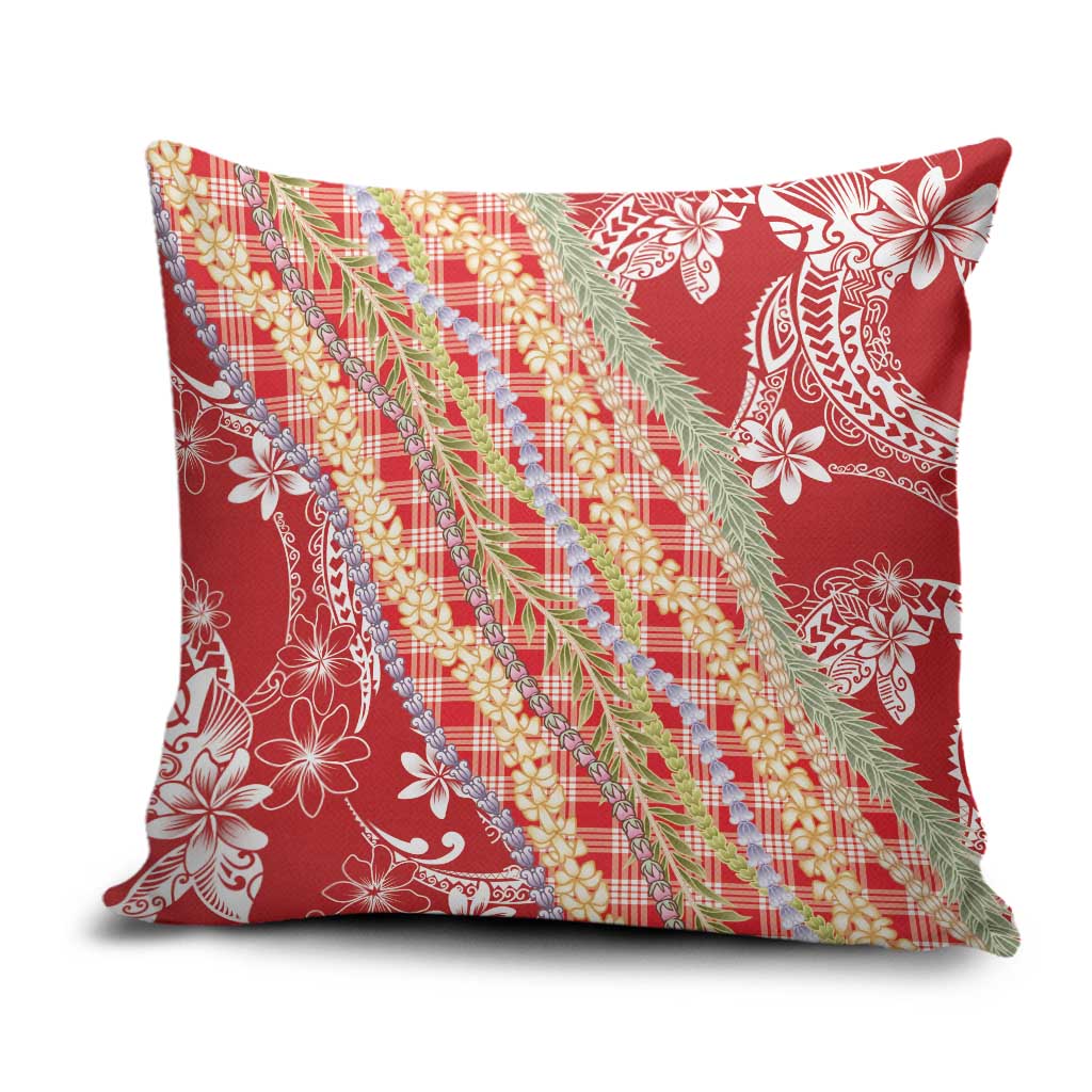 Red Palaka Hawaii Leis Pillow Cover Hawaiian-plaid Elegant Tropical Vibes LT14 Red - Polynesian Pride