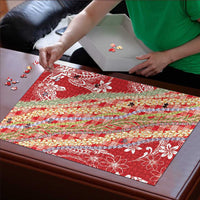 Red Palaka Hawaii Leis Puzzle Hawaiian-plaid Elegant Tropical Vibes LT14 - Polynesian Pride