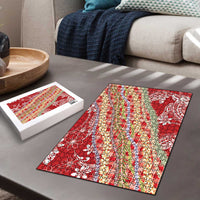 Red Palaka Hawaii Leis Puzzle Hawaiian-plaid Elegant Tropical Vibes LT14 - Polynesian Pride