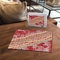 Red Palaka Hawaii Leis Puzzle Hawaiian-plaid Elegant Tropical Vibes LT14 - Polynesian Pride