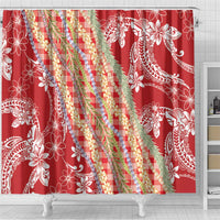 Red Palaka Hawaii Leis Shower Curtain Hawaiian-plaid Elegant Tropical Vibes LT14 - Polynesian Pride